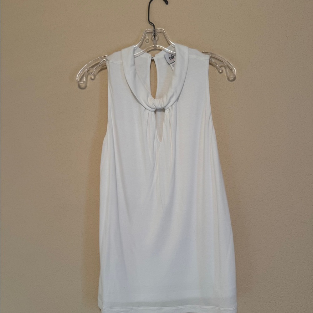 Sleeveless Knot-Neck Tank Top - White